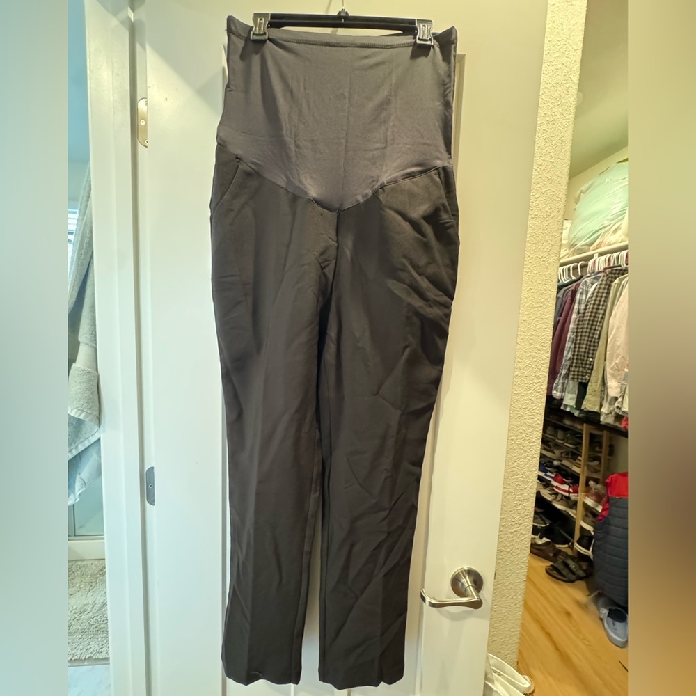 PinkBlush Black Stretchy Slim Fit Crop Maternity Dress Pants Large - Picture 4 of 8
